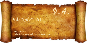 Vágó Aliz névjegykártya